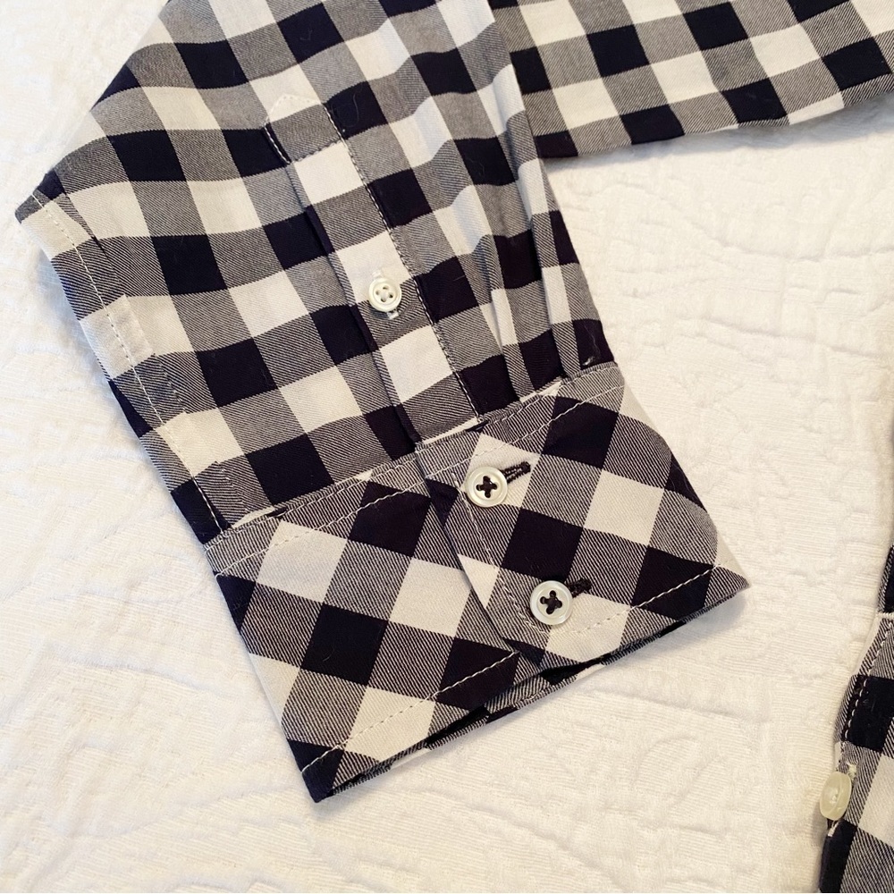 Talbots Long Sleeve Black & White Check Cotton Shirt Top - Medium - Picture 8 of 12